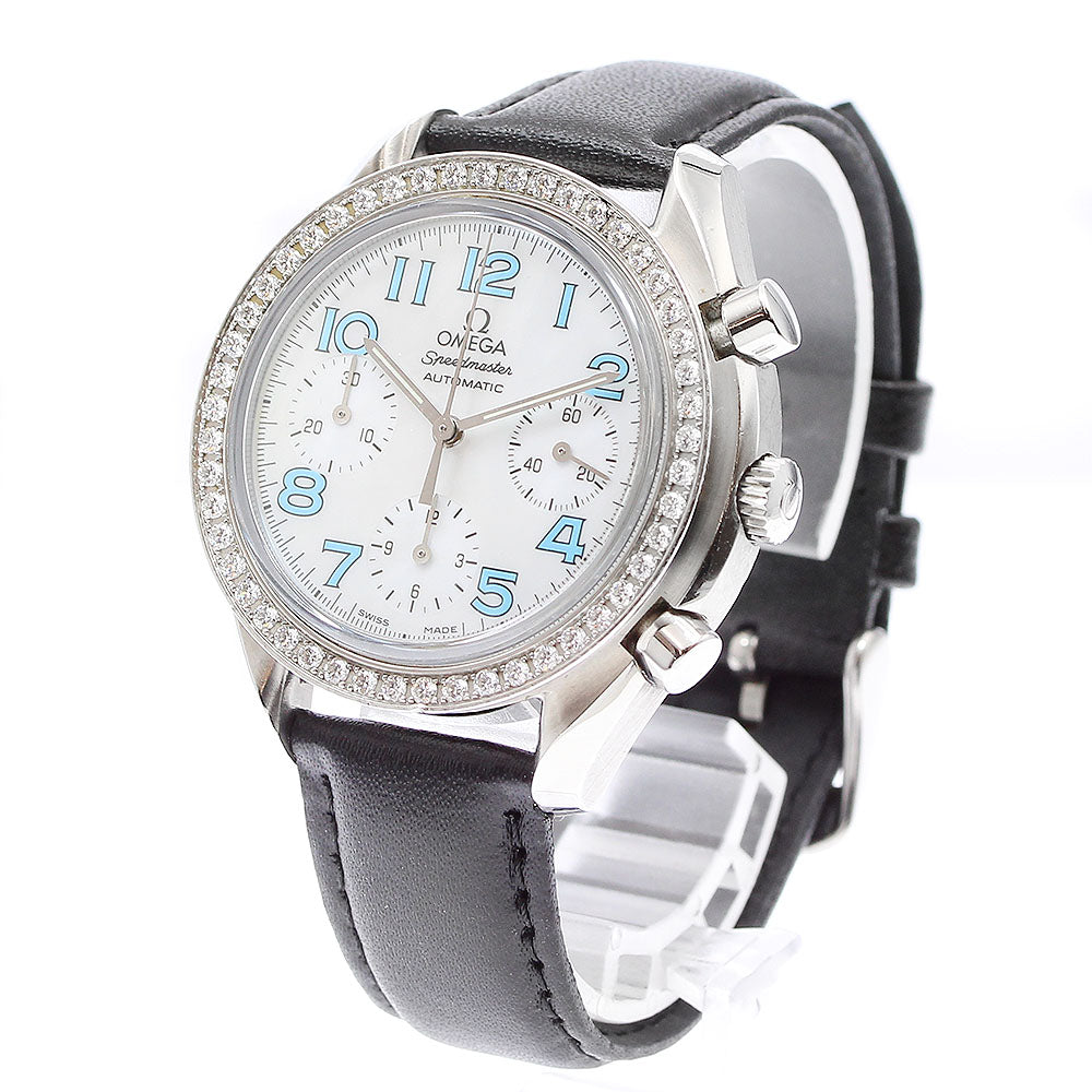 OMEGA Speedmaster 3835.71.33 White shell dial chronograph diamond bezel White shell Dial Automatic Ladies Watch_914280