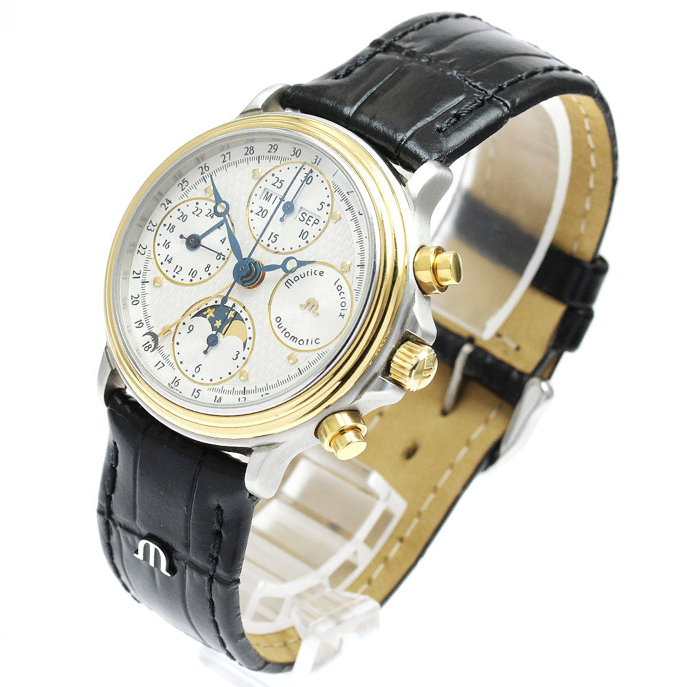 MAURICE LACROIX 02336 Triple calendar moon phase Silver Dial Automatic Men's Watch_914316