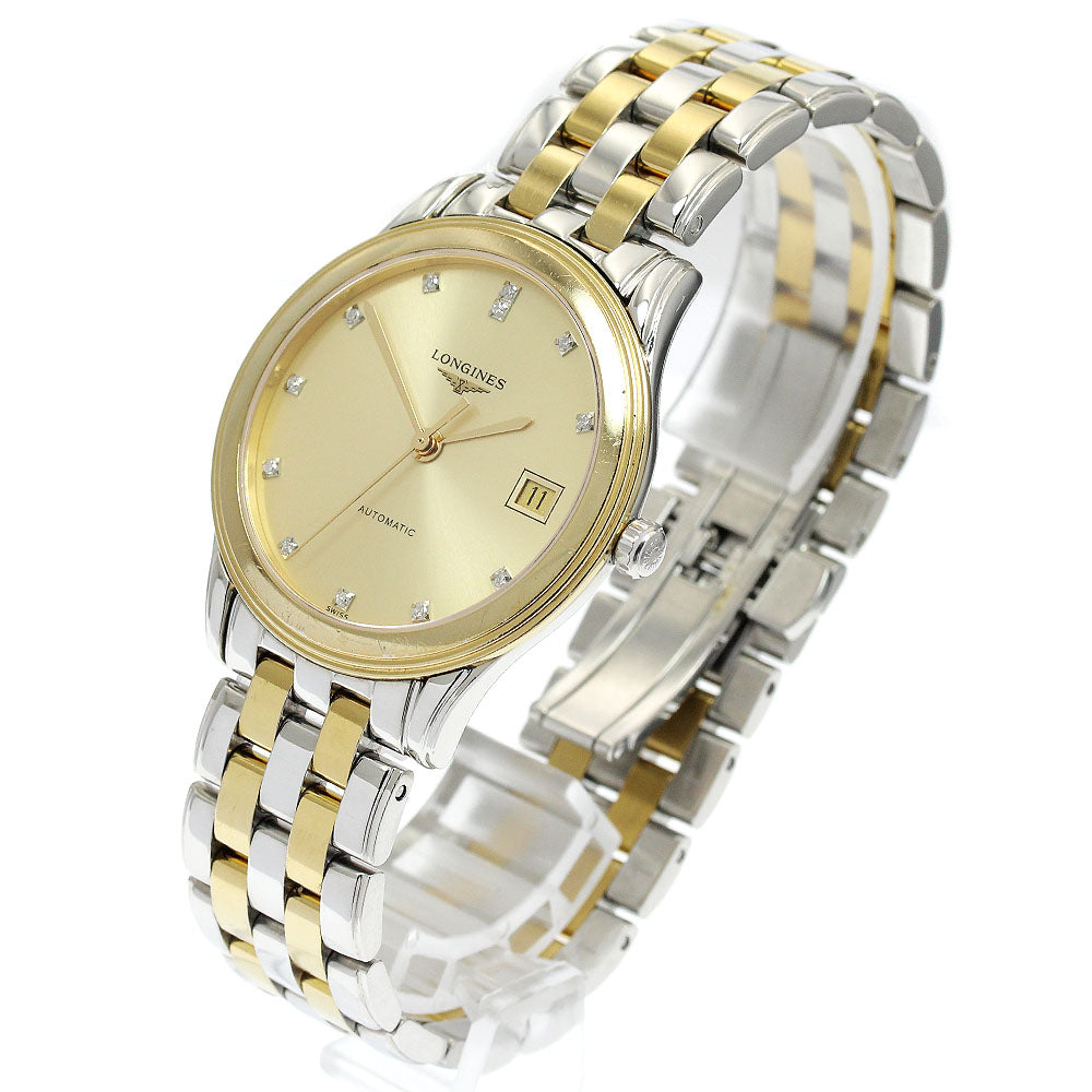 LONGINES Flagship L4.774.3 Date 12P diamond gold Dial Automatic Men's_914329