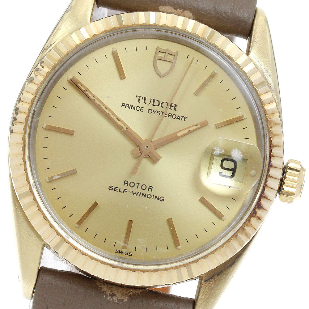 TUDOR Prince Oyster Date 75205 YG bezel gold Dial Automatic Boy's Watch_914334