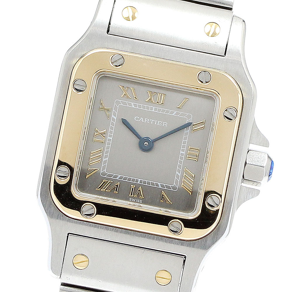 CARTIER Santos GalbeeSM W20031C4 YG bezel Silver Dial Quartz Ladies Watch_914481