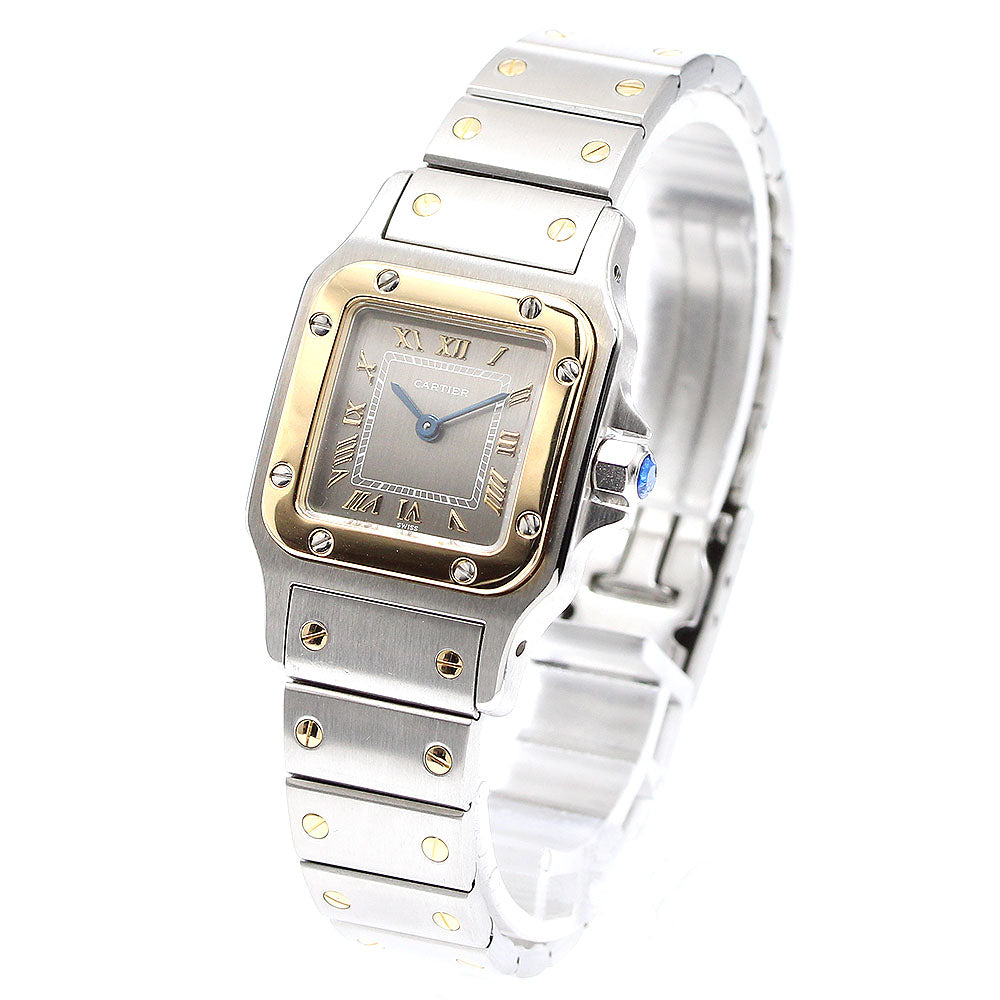 CARTIER Santos GalbeeSM W20031C4 YG bezel Silver Dial Quartz Ladies Watch_914481