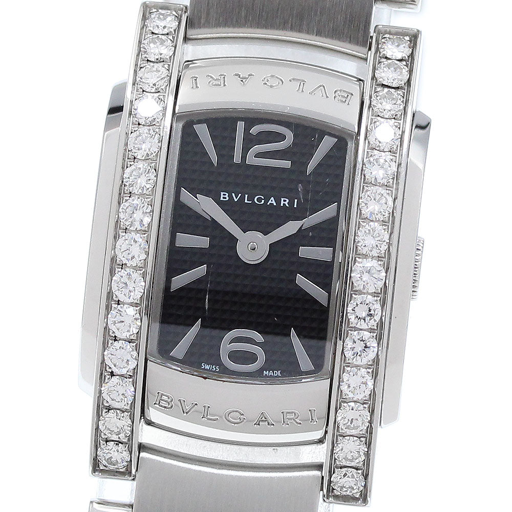 BVLGARI Assioma AA26S side diamond bezel black Dial Quartz Ladies Watch_914496