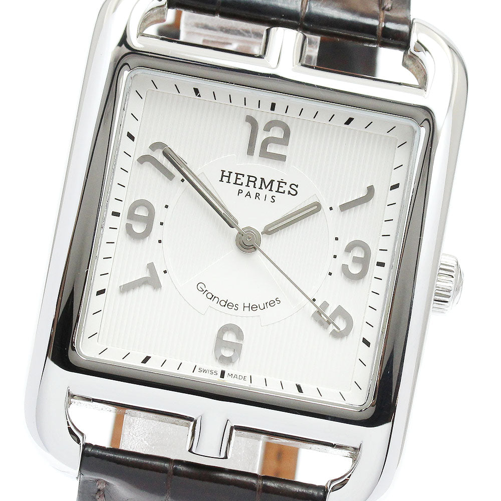 HERMES Cape Cod CD6.810 Leather belt Silver Dial Automatic Men's Watch_914505