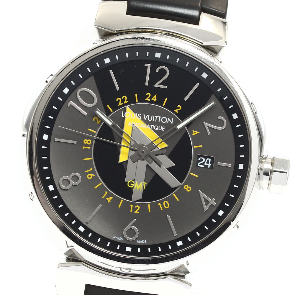 LOUIS VUITTON Tambour GMT Q1D31 Date Gray / black Dial Automatic Men's Watch_914507