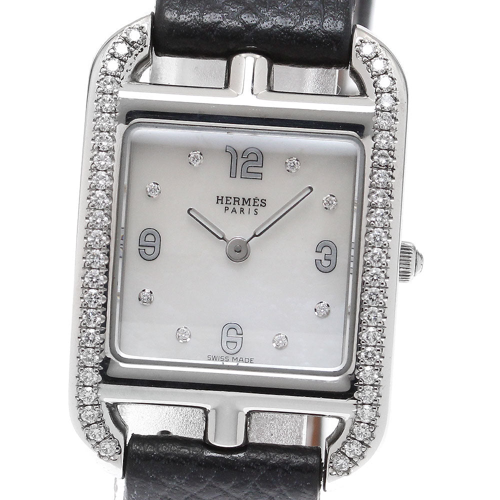 HERMES Cape Cod CC1.232 8P diamond bezel White shell Dial Quartz Ladies Watch_914573