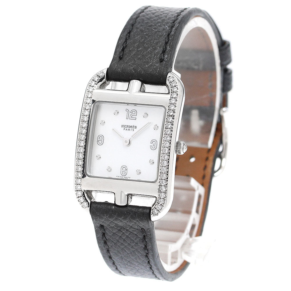 HERMES Cape Cod CC1.232 8P diamond bezel White shell Dial Quartz Ladies Watch_914573
