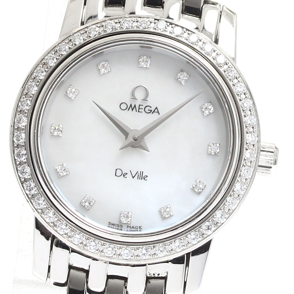 OMEGA De Ville Prestige 4575.76 Diamond Bezel 12P Diamond White shell Dial Quartz Ladies Watch_914581