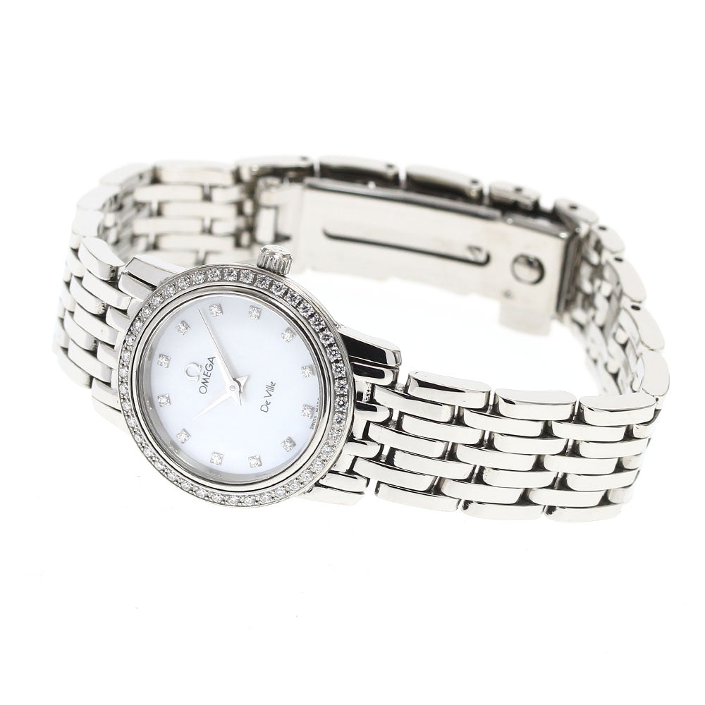 OMEGA De Ville Prestige 4575.76 Diamond Bezel 12P Diamond White shell Dial Quartz Ladies Watch_914581