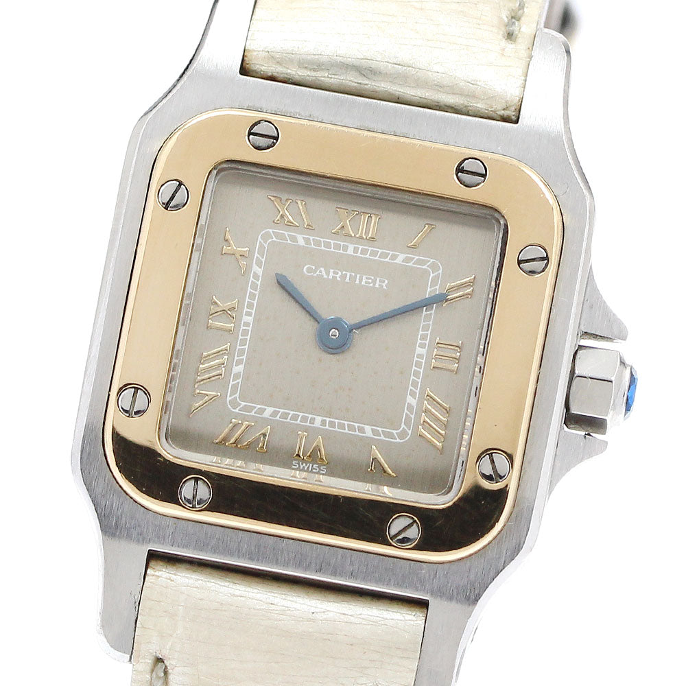 CARTIER Santos GalbeeSM W20031C4 YG bezel gray Dial Quartz Ladies Watch_914619
