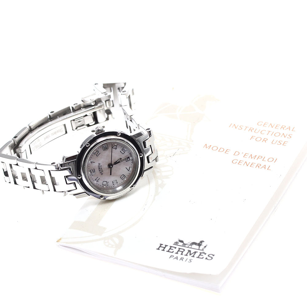 HERMES Clipper CL4.210 Date Pink shell Dial Quartz Ladies Watch_914639