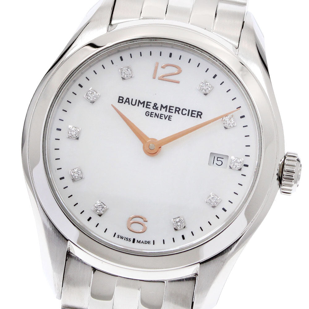 Baume & Mercier Clifton W0A10176 10P diamond date White shell Dial Quartz Ladies Watch_914667