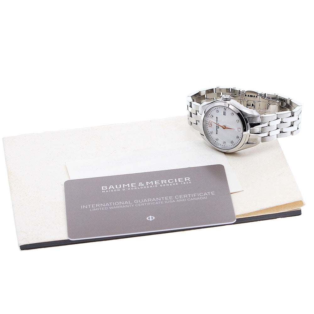 Baume & Mercier Clifton W0A10176 10P diamond date White shell Dial Quartz Ladies Watch_914667