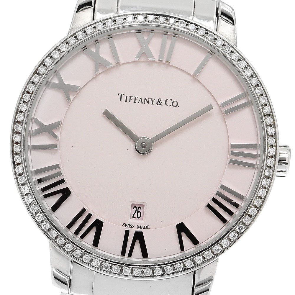 TIFFANY&Co. Atlas 2 hand 32777805 date diamond bezel Quartz Ladies_914677