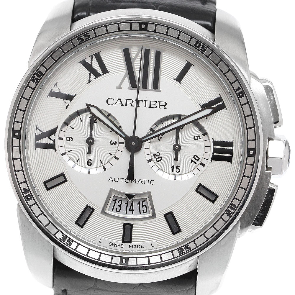 CARTIER Calibre de Cartier W7100046 Date Chronograph Silver Dial Automatic Men's Watch_914684