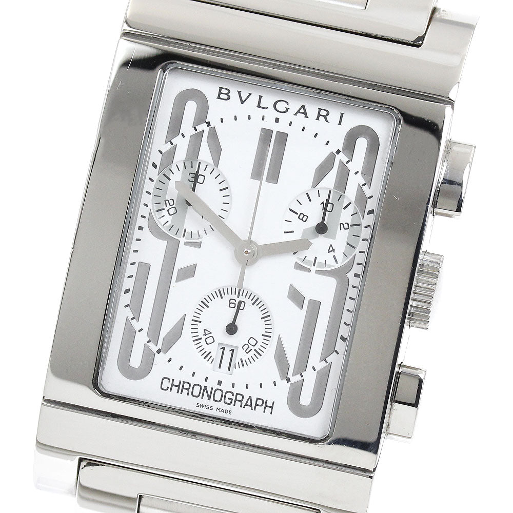 BVLGARI Rettangolo RTC49S Date Chronograph white Dial Quartz Men's Watch_914751