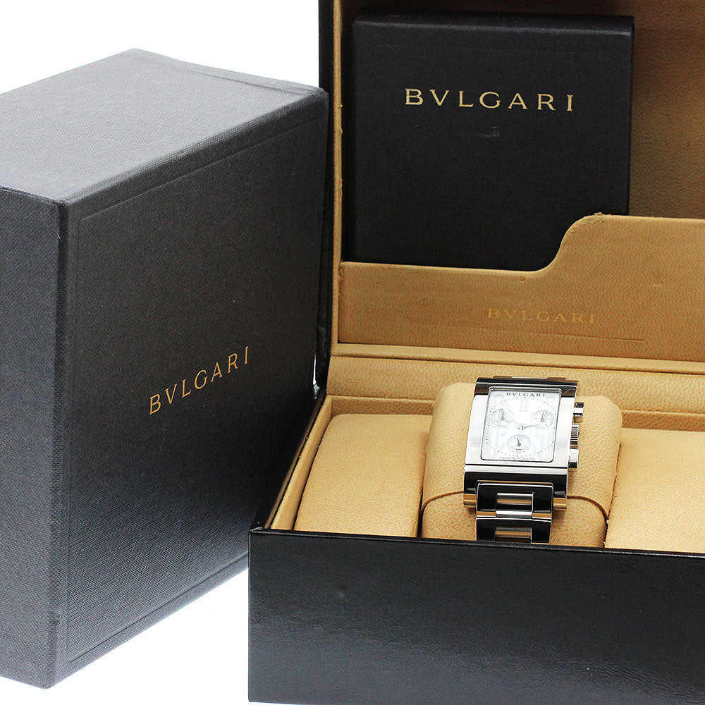 BVLGARI Rettangolo RTC49S Date Chronograph white Dial Quartz Men's Watch_914751