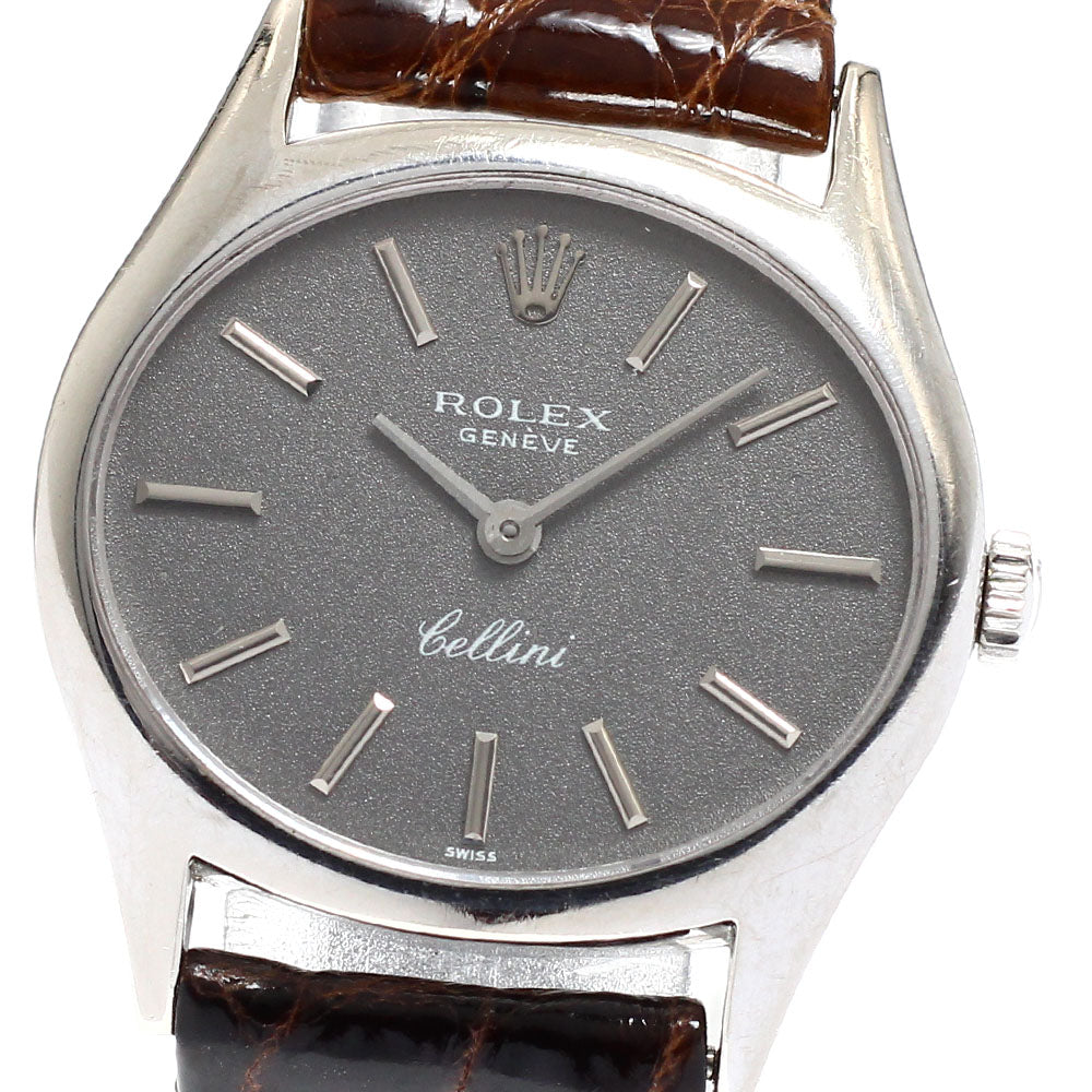 ROLEX Cellini 3802 K18WG Cal.1600 gray Dial Hand Winding Ladies Watch_914757