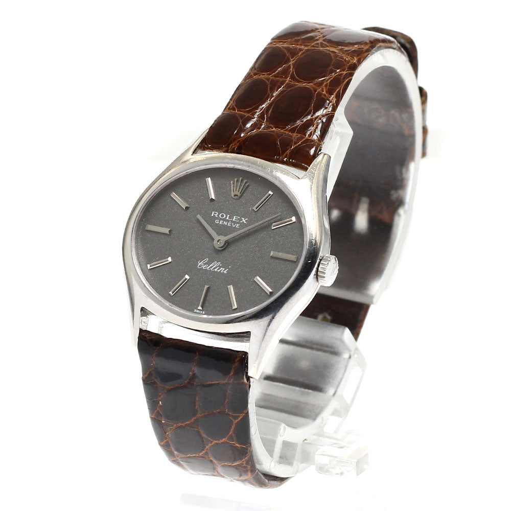 ROLEX Cellini 3802 K18WG Cal.1600 gray Dial Hand Winding Ladies Watch_914757