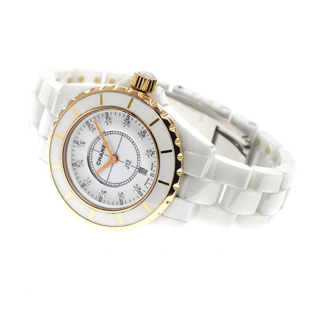 CHANEL J12 H2181 White ceramic 11P diamond PG bezel Quartz Ladies_914805
