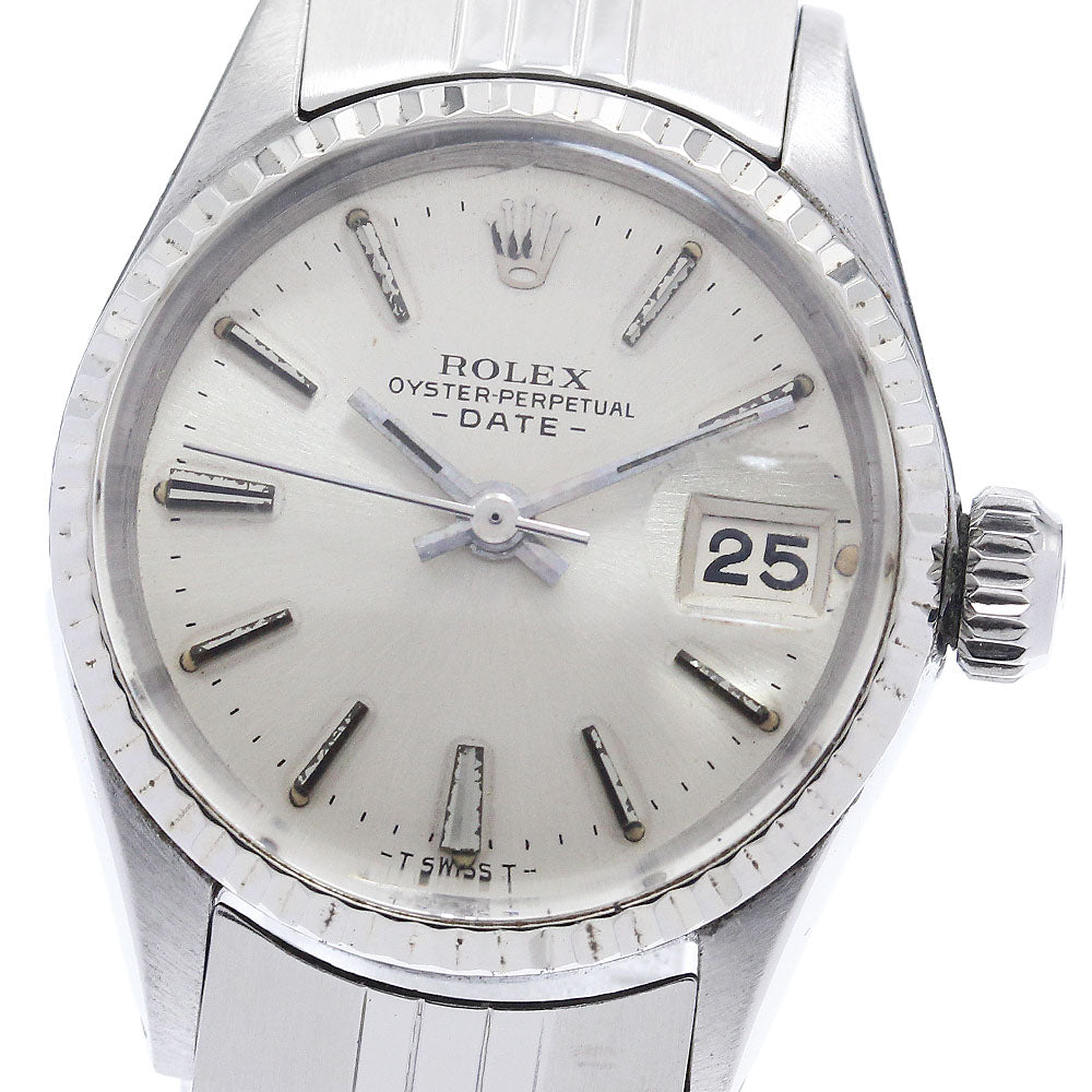 ROLEX Oyster perpetual date 6517 Cal.1161 WG bezel Silver Dial AT Ladies_915016