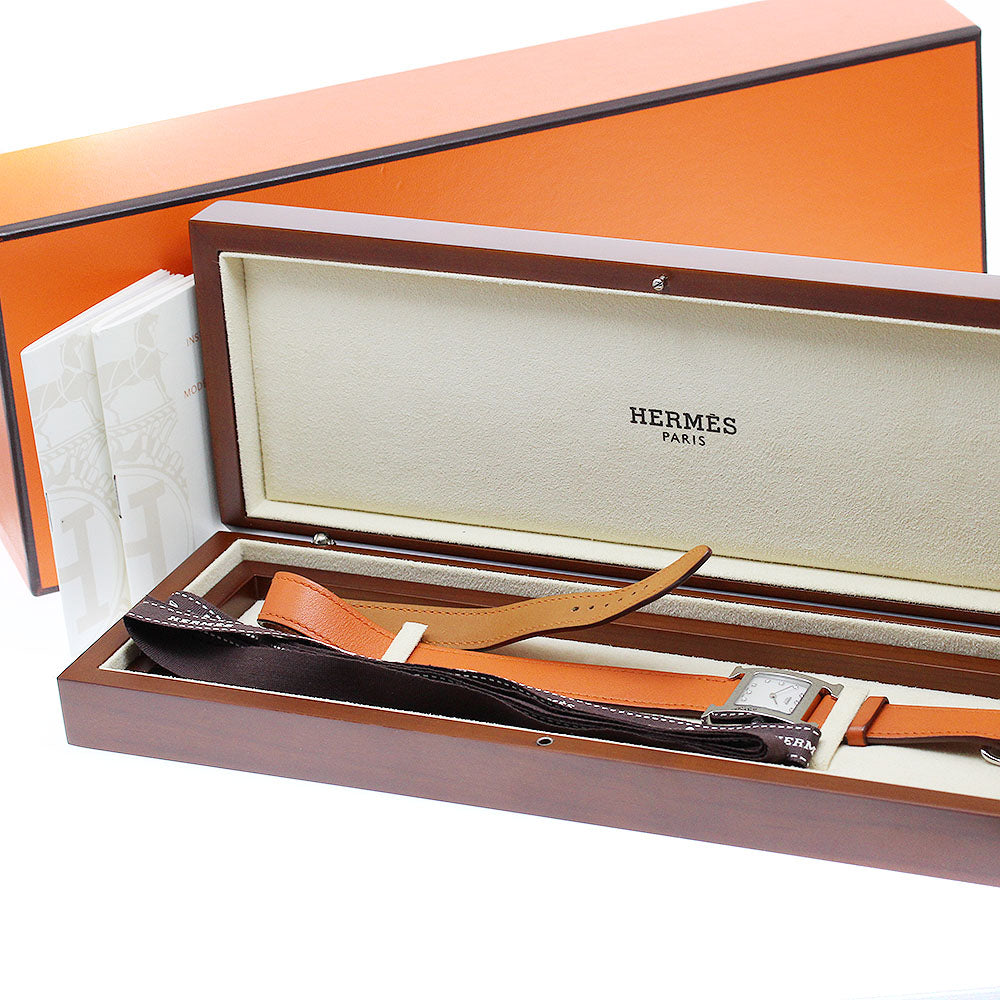 HERMES H watch HH1.210 Double Tour 12P Diamond White shell Dial Quartz Ladies Watch_915149