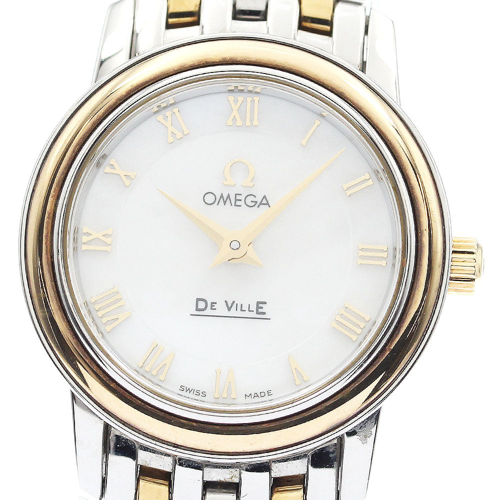 OMEGA De Ville 4370.71 YG bezel White shell Dial Quartz Ladies Watch_915163