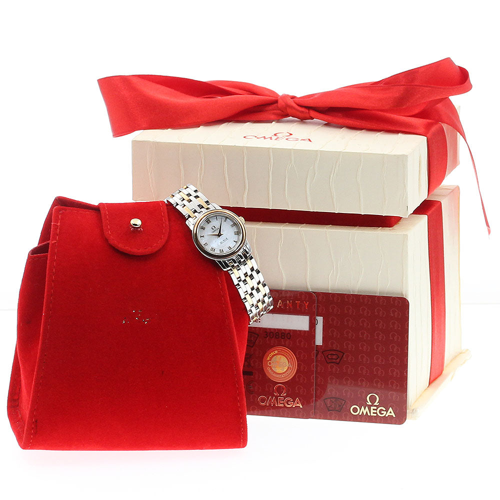 OMEGA De Ville 4370.71 YG bezel White shell Dial Quartz Ladies Watch_915163