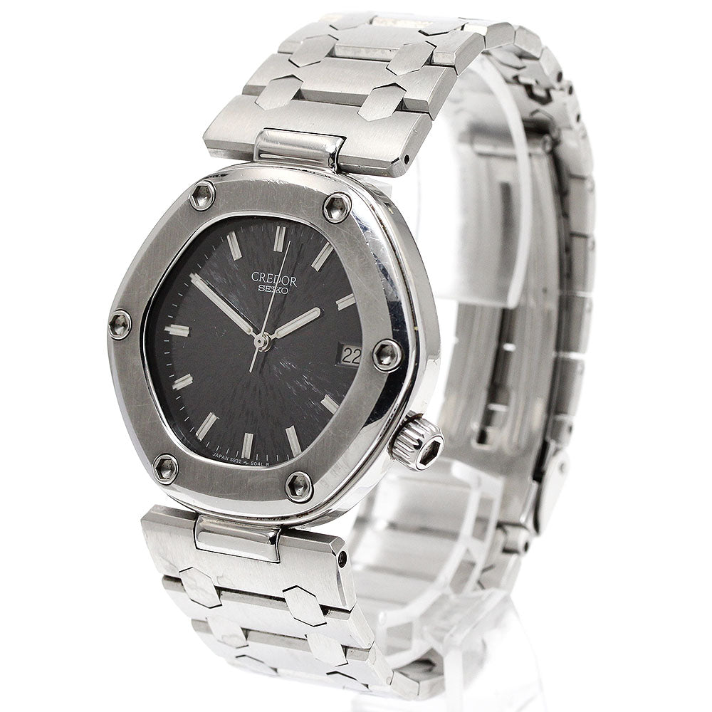 SEIKO CREDOR Locomotive GKEH018/5932-5020 First model Gerald Genta design black Dial Quartz Men's Watch_915187