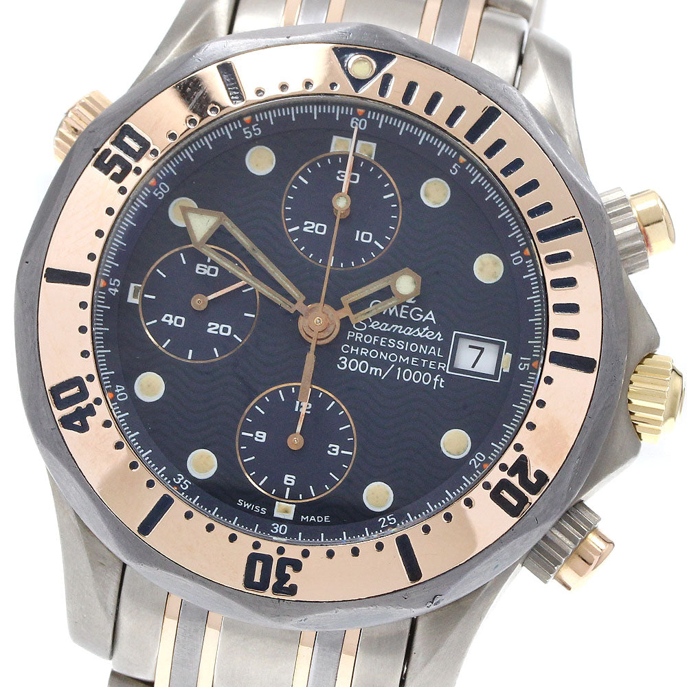 OMEGA Seamaster 300 Chronograph 2296.80 Titanium / PG Navy Dial Automatic Men's Watch_915188