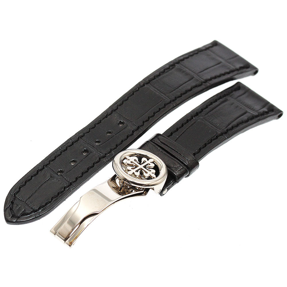 PATEK PHILIPPE K18WG Leather belt with buckle Lug width 20/0.6" Black Dial Automatic Men's Watch_915260
