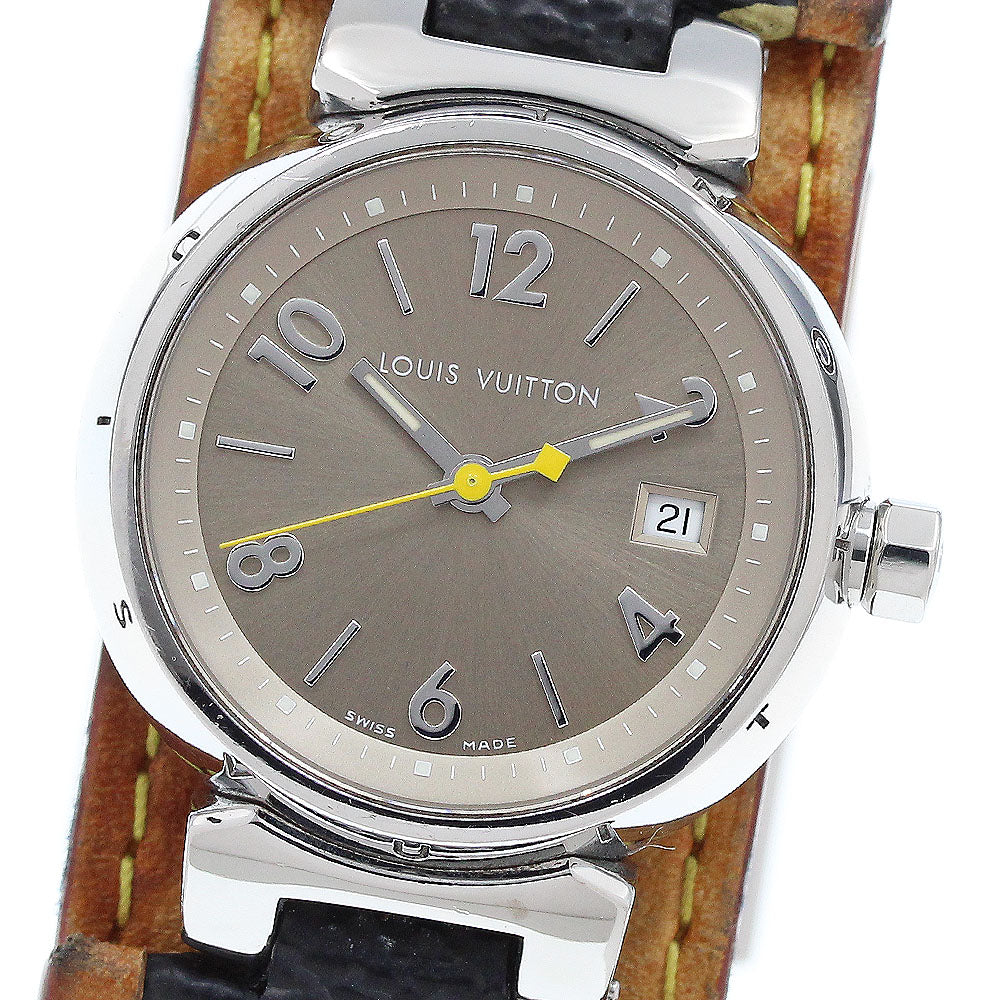 LOUIS VUITTON Tambour Q1212 Date Brown Dial Quartz Ladies Watch_915315