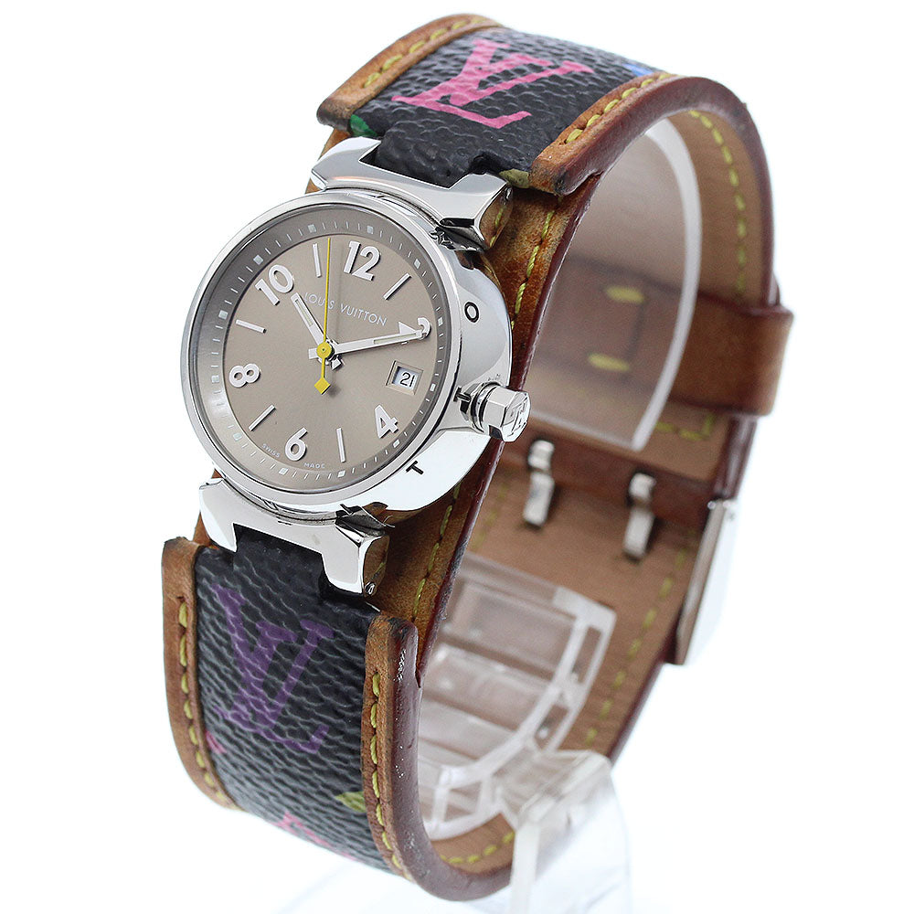 LOUIS VUITTON Tambour Q1212 Date Brown Dial Quartz Ladies Watch_915315