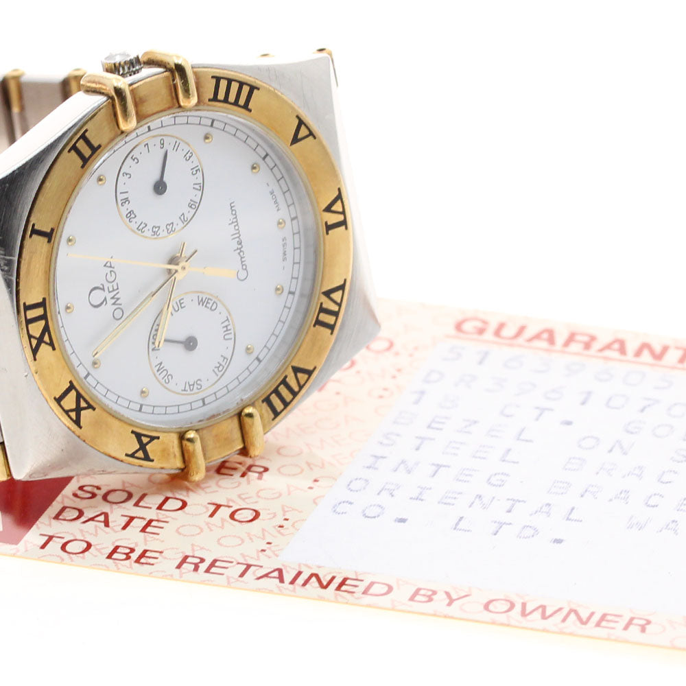 OMEGA Constellation YG bezel harf bar white Dial Quartz Men's Watch_915381