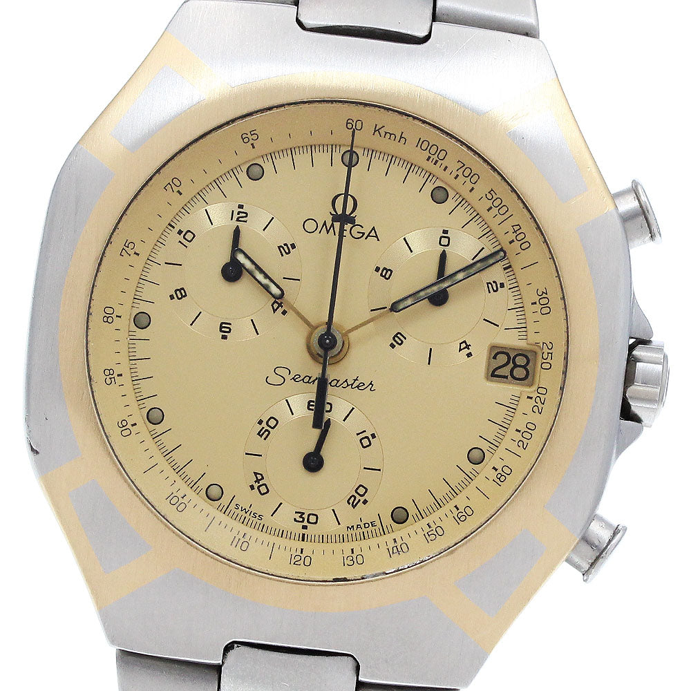 OMEGA Seamaster Polaris Chronograph gold Dial Quartz Men's Watch_915391
