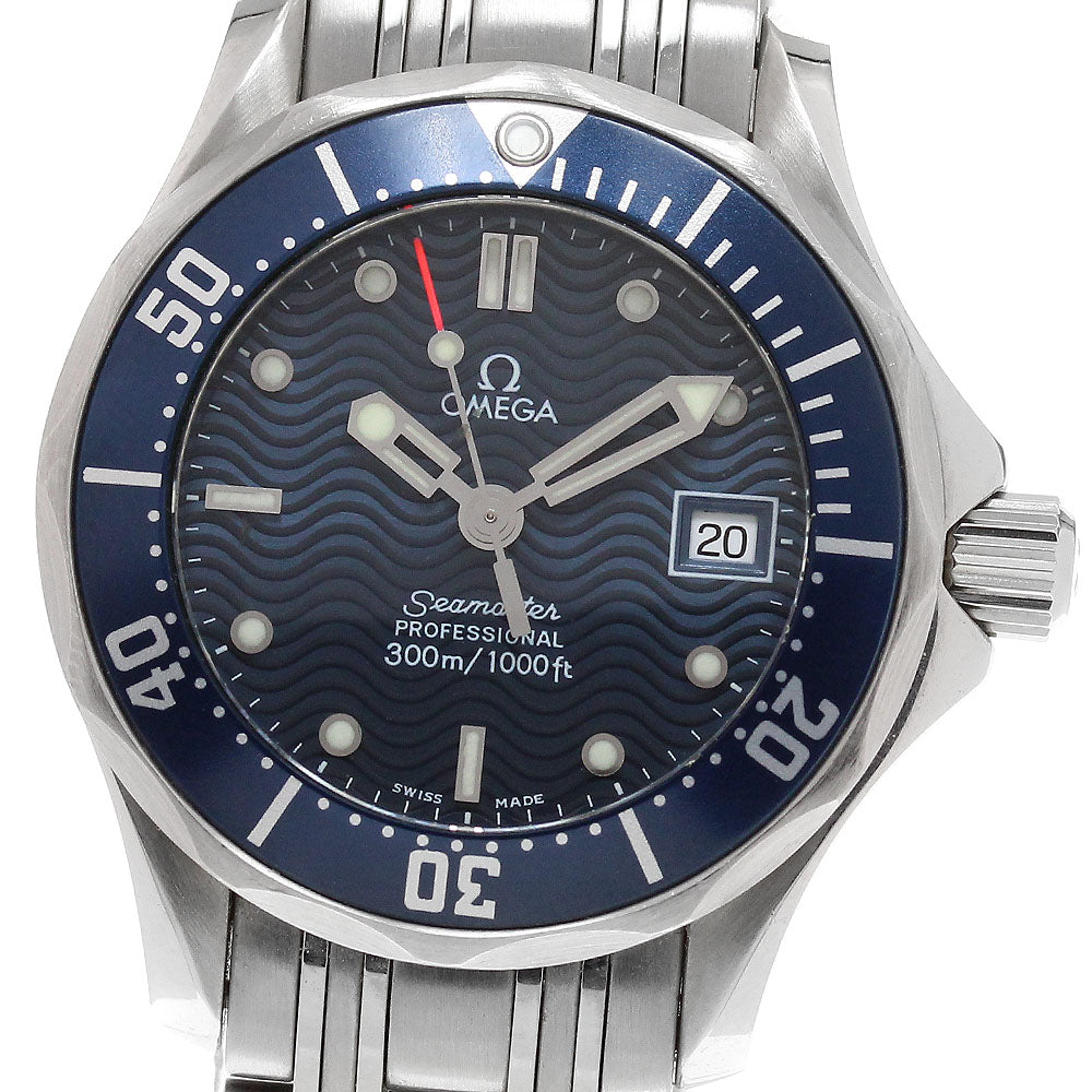 OMEGA Seamaster300 2583.80 Date Navy Dial Quartz Ladies Watch_915395
