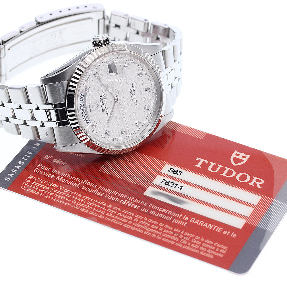 TUDOR Prince Date Day 76214 WG bezel 10P diamond Automatic Men's_915897