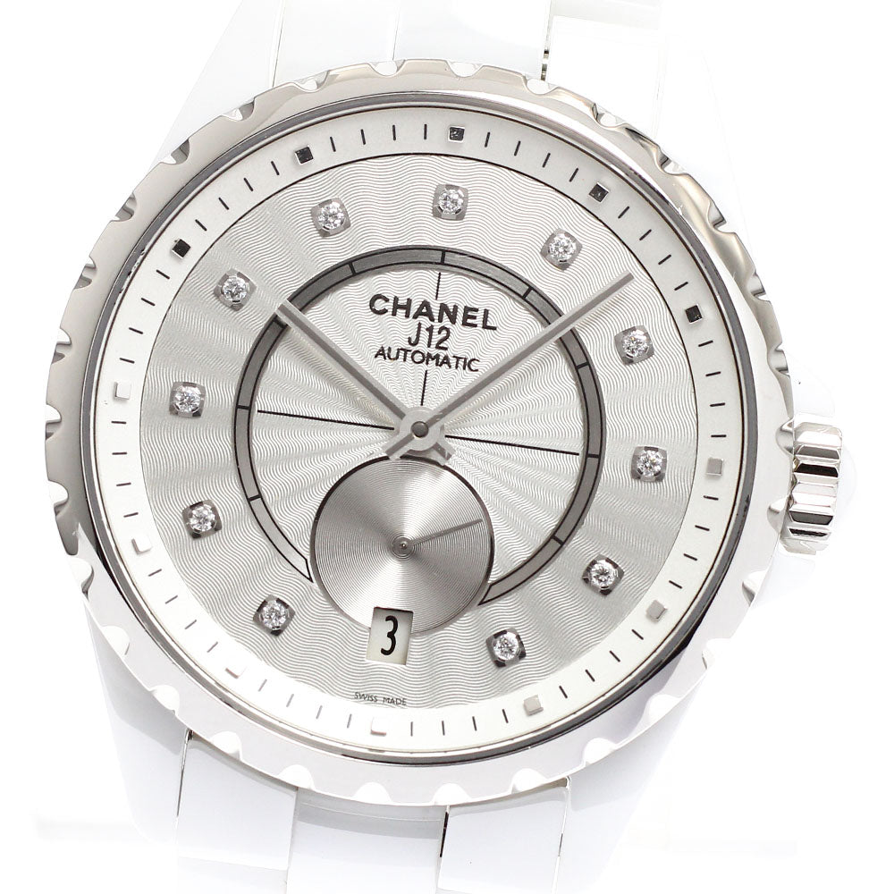 CHANEL J12 H4345 White ceramic 11P diamond date Automatic Boy's Watch_915899