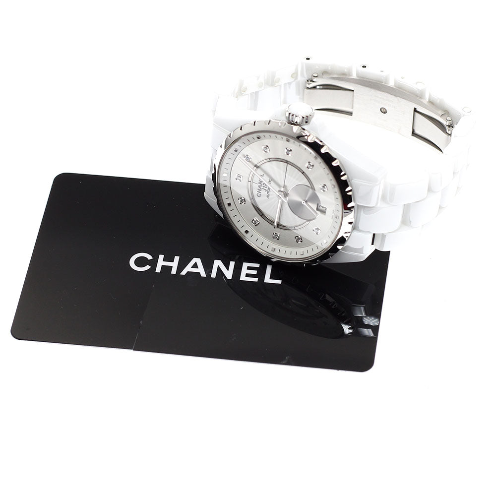 CHANEL J12 H4345 White ceramic 11P diamond date Automatic Boy's Watch_915899
