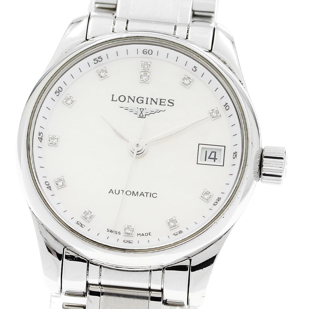 LONGINES Master collection L2.128.4 12P diamond White shell Dial Automatic Ladies Watch_916065
