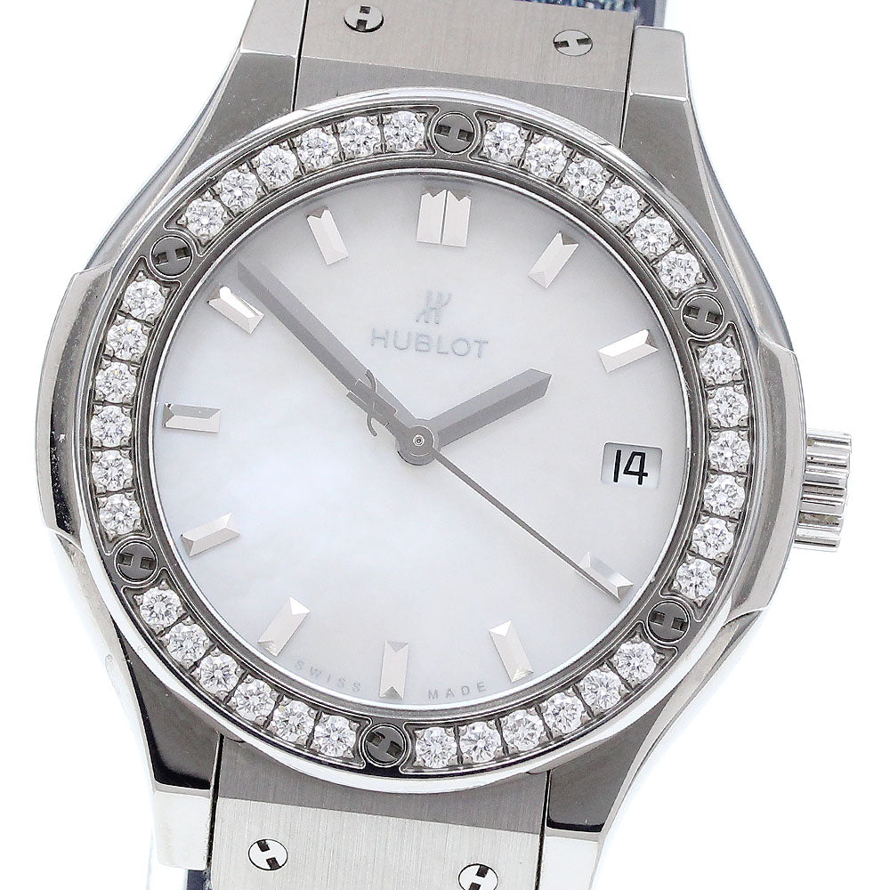 HUBLOT Classic fusion 581.NE.6070.LR.1204.JPN16 Diamond bezel Japan exclusive White shell Dial Quartz Ladies Watch_916116