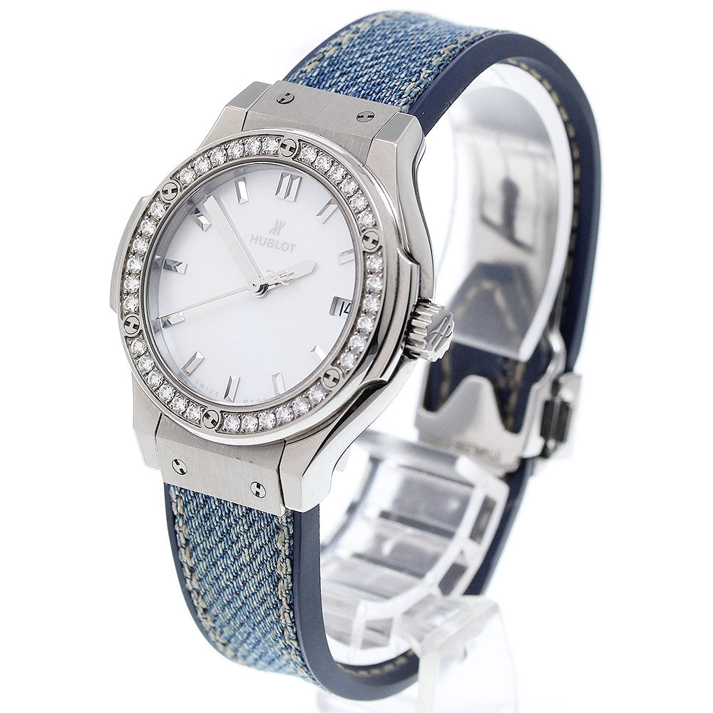 HUBLOT Classic fusion 581.NE.6070.LR.1204.JPN16 Diamond bezel Japan exclusive White shell Dial Quartz Ladies Watch_916116