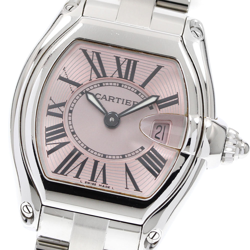 CARTIER Roadster SM W62017V3 Date pink Dial Quartz Ladies Watch_916228