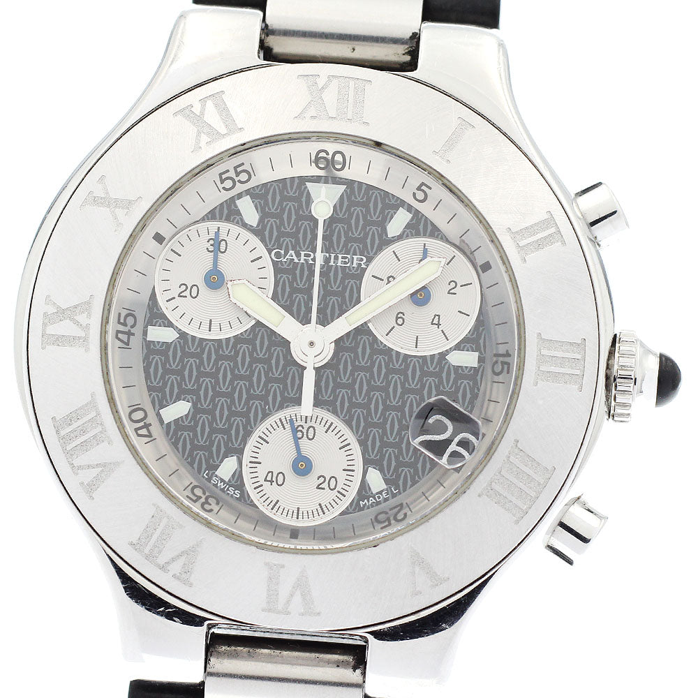 CARTIER CHRONOSCAPH W10125U2 Date Black / Silver Dial Quartz Men's Watch_916289