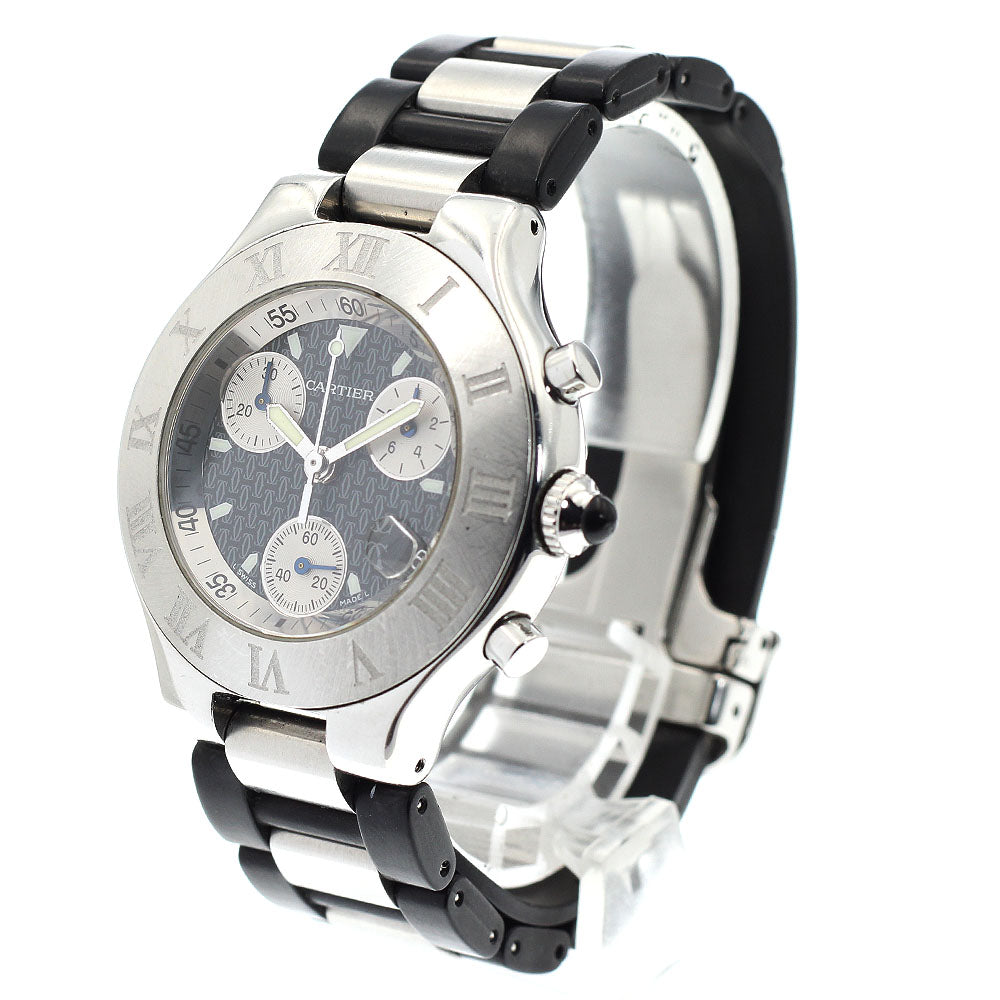 CARTIER CHRONOSCAPH W10125U2 Date Black / Silver Dial Quartz Men's Watch_916289