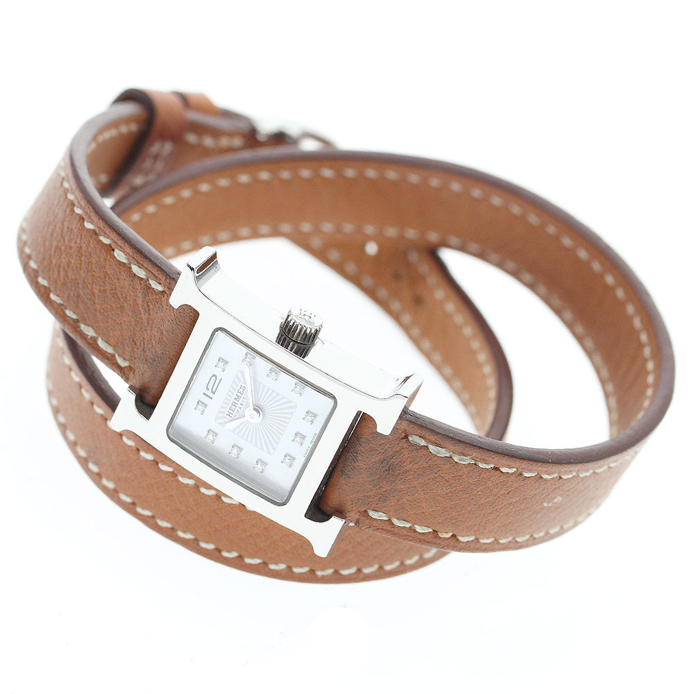 HERMES H watch mini HH1.110 11P diamond white shell dial White shell Dial Quartz Ladies Watch_916302