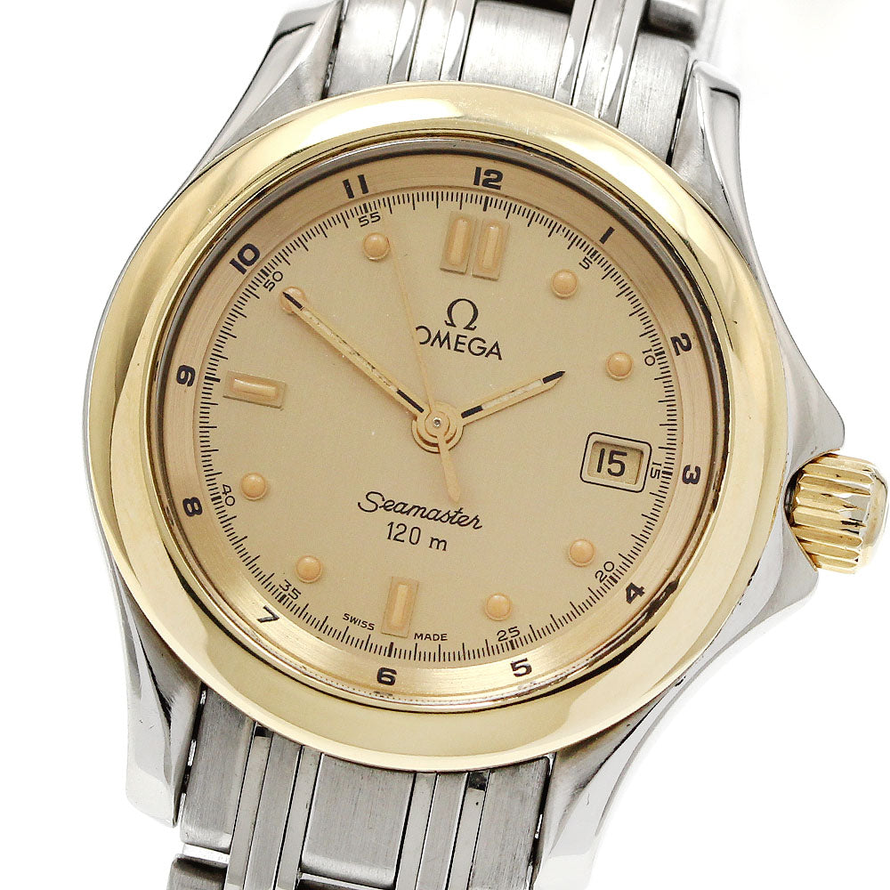 OMEGA Seamaster120 2371.10 YG bezel Gold Dial Quartz Ladies Watch_916303