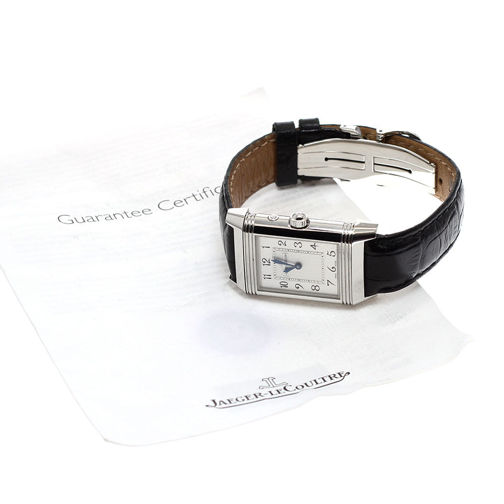 JAEGER-LECOULTRE Reverso Duetto Duo Q2698421/269.8.54 Diamond Bezel Silver / Black Dial Hand Winding Men's Watch_916390