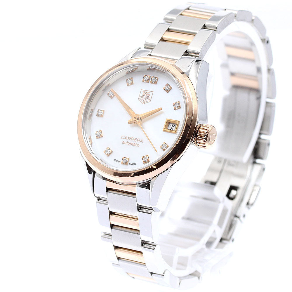 TAG HEUER Carrera WAR2452-2 Stainless Steel/PG Caliber 9 12P Diamond Date White shell Dial Automatic Ladies Watch_916391