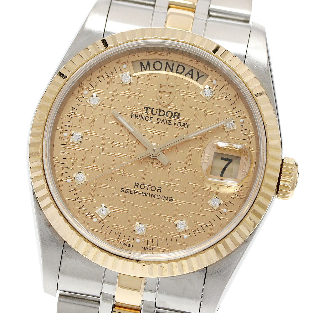 TUDOR Prince Date Day 76213 YG 2 tone 10P diamond Automatic Men's Watch_916488